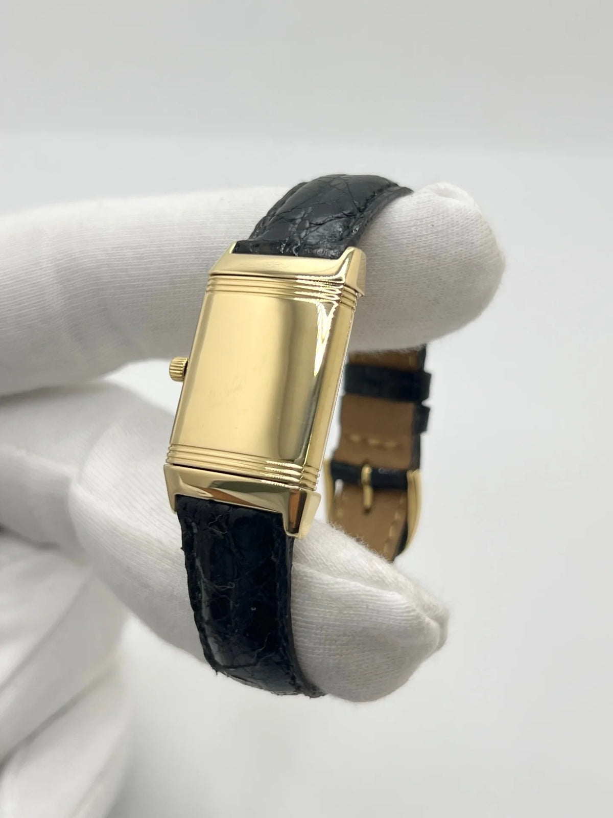 JAEGER-LECOULTRE "Reverso Lady" Watch in Yellow Gold and Leather