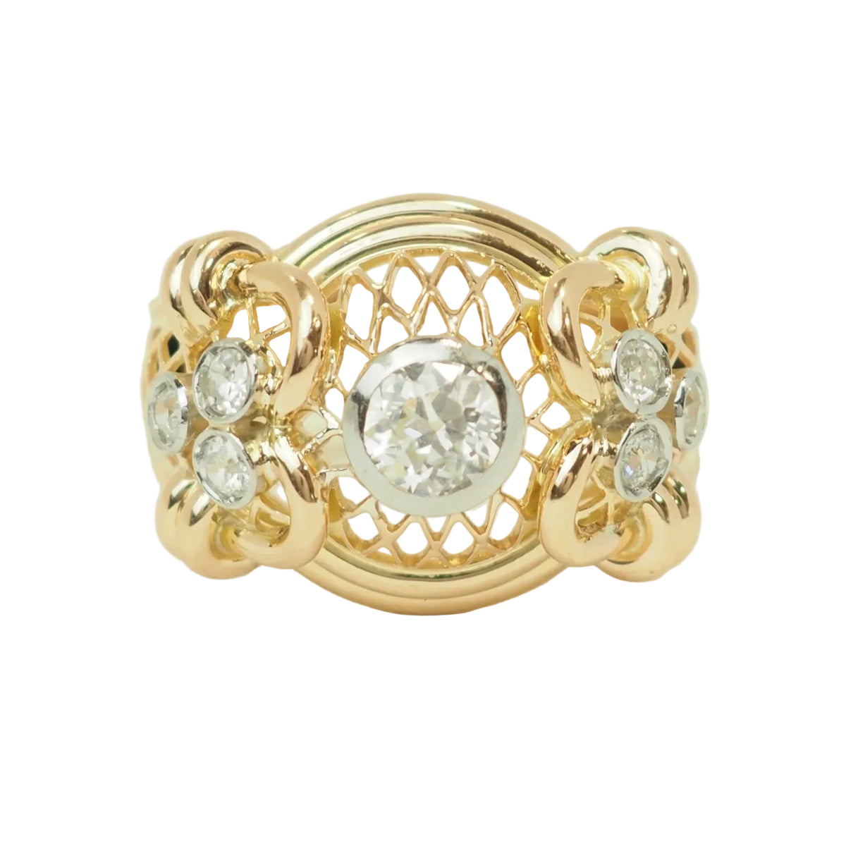 Yellow Gold and Diamond Tank Ring