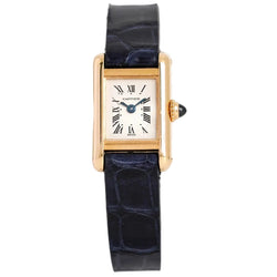 Montre CARTIER Tank Louis Cartier Mini en or jaune, acier et cuir