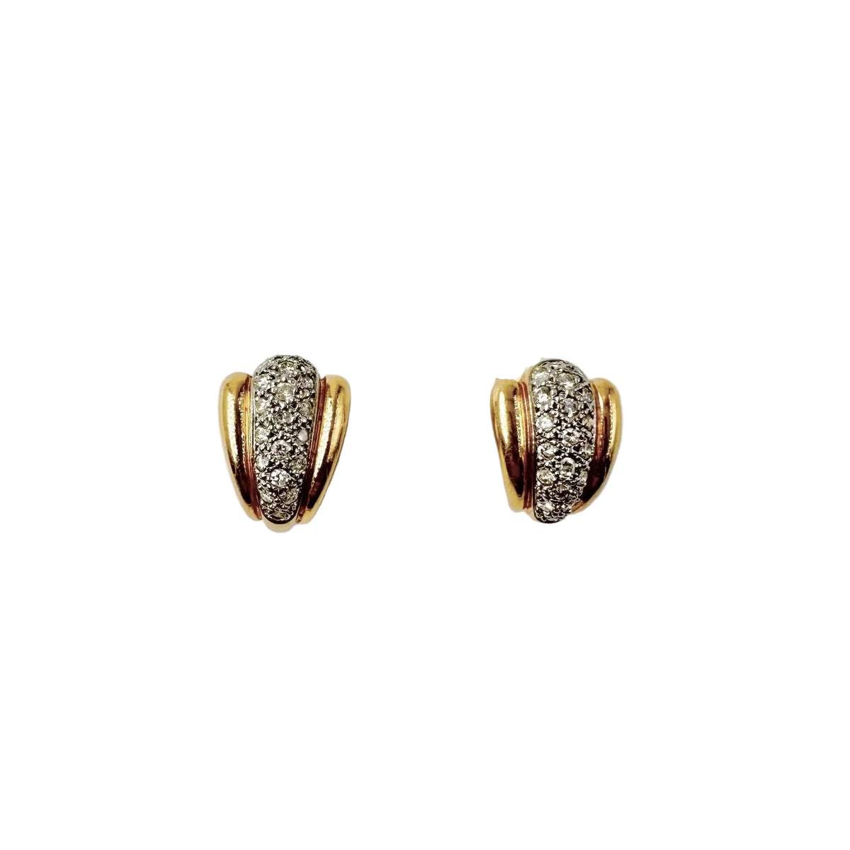 Earrings in white gold, yellow gold, and diamonds