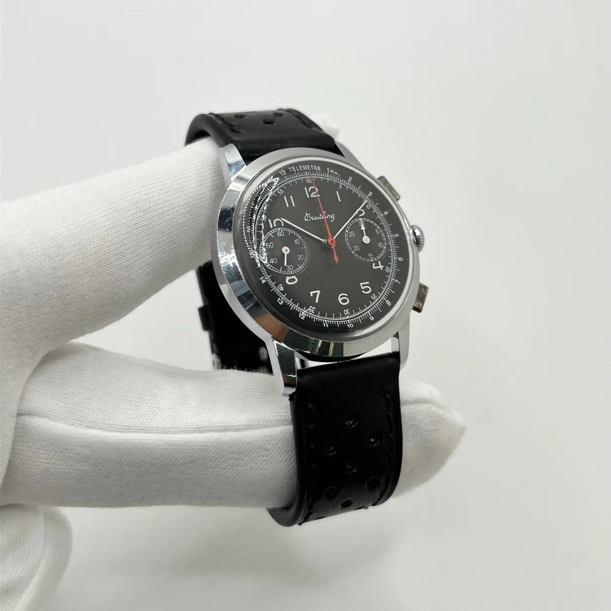 BREITLING "Premier Chronograph" Watch in Stainless Steel and Leather