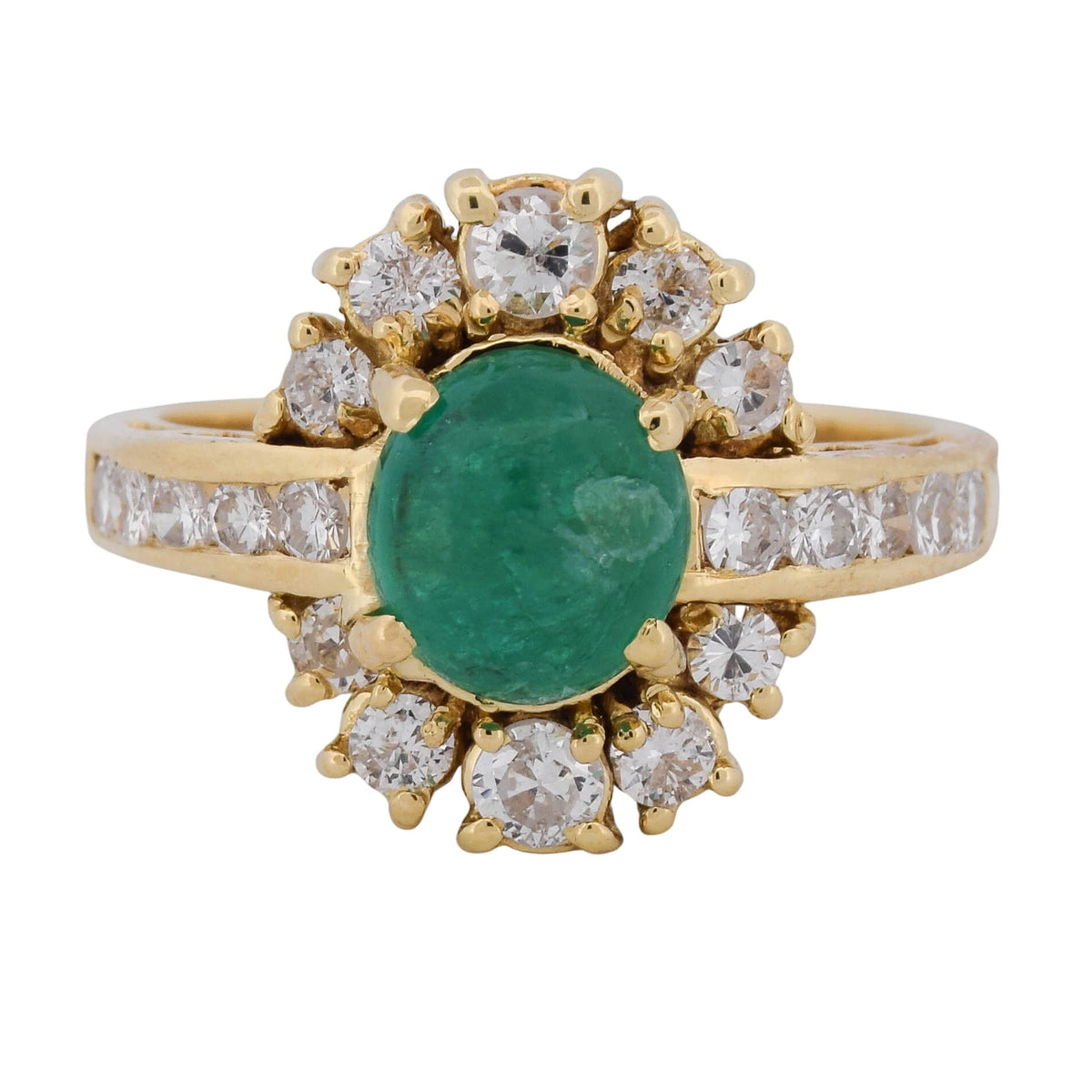 "Entourage" Ring in Yellow Gold, Emerald, and Diamonds