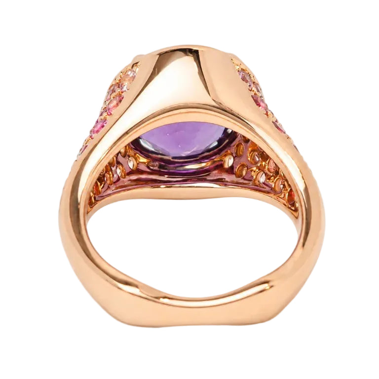 Cocktail Ring in Rose Gold with Amethyst, Tourmalines, and Diamonds