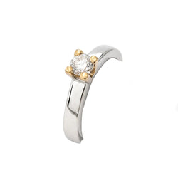 Solitaire Ring in White gold, Yellow gold, and Diamond