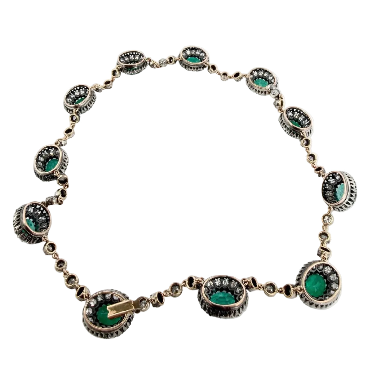 "Rivière" Necklace with Emeralds and Diamonds