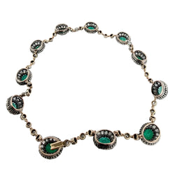 "Rivière" Necklace with Emeralds and Diamonds