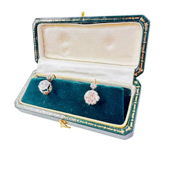 Yellow gold lever-back earrings with diamonds