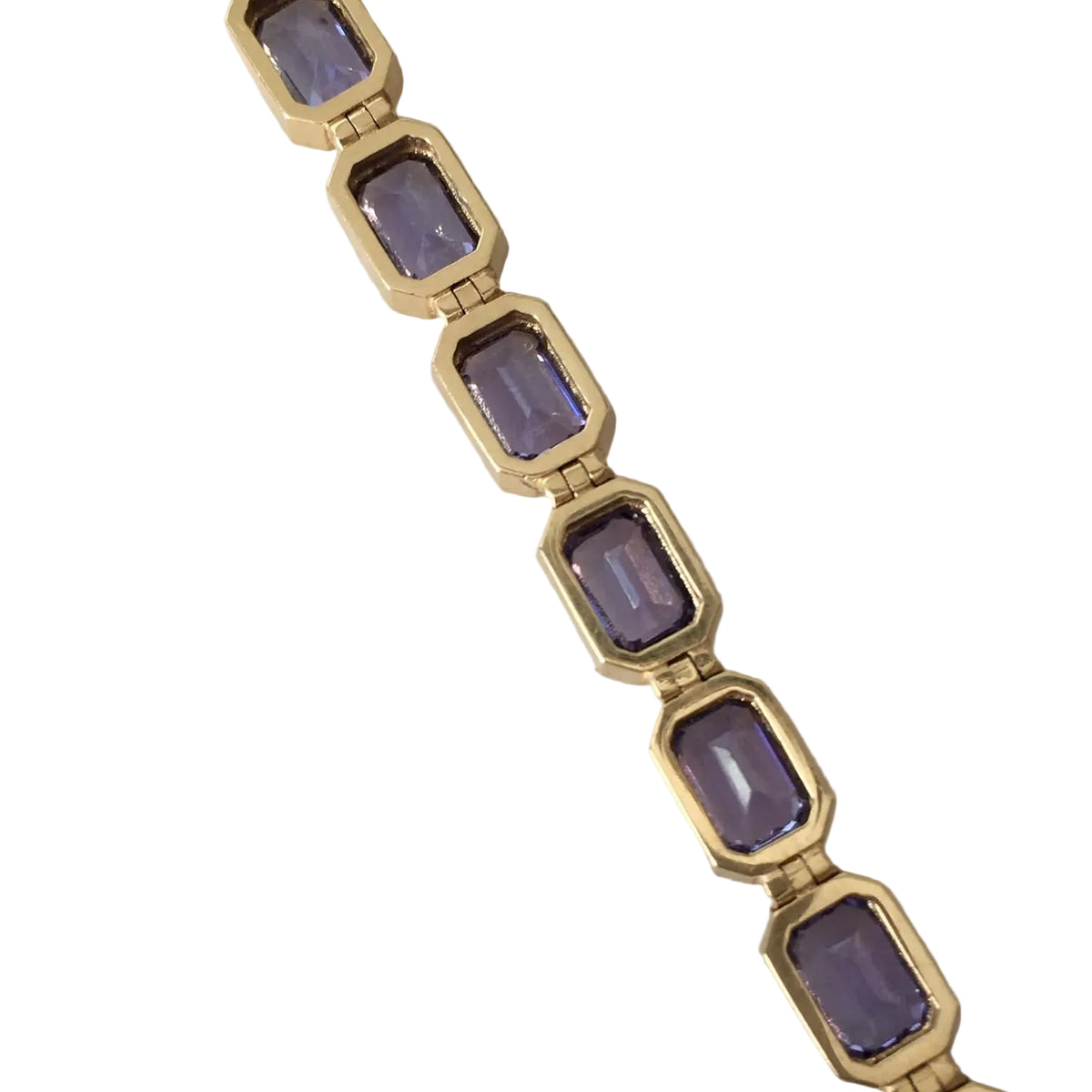 "Ligne" Bracelet in Yellow Gold and Tanzanites