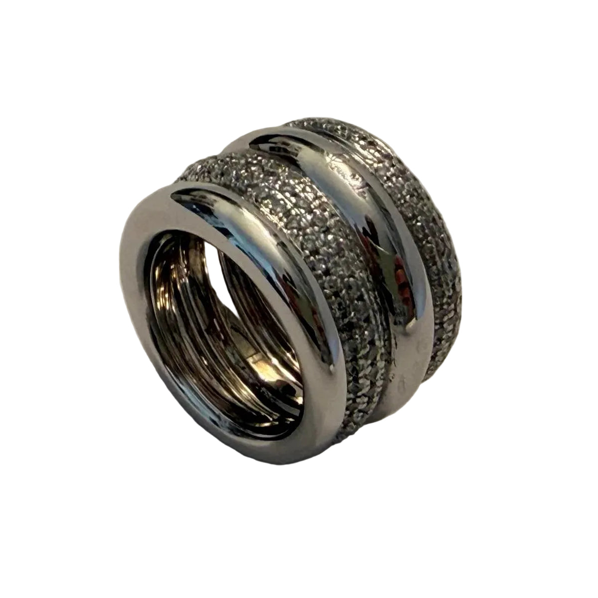 POMELLATO "Tubolare" Band Ring in white gold and diamonds