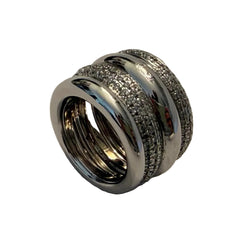 POMELLATO "Tubolare" Band Ring in white gold and diamonds