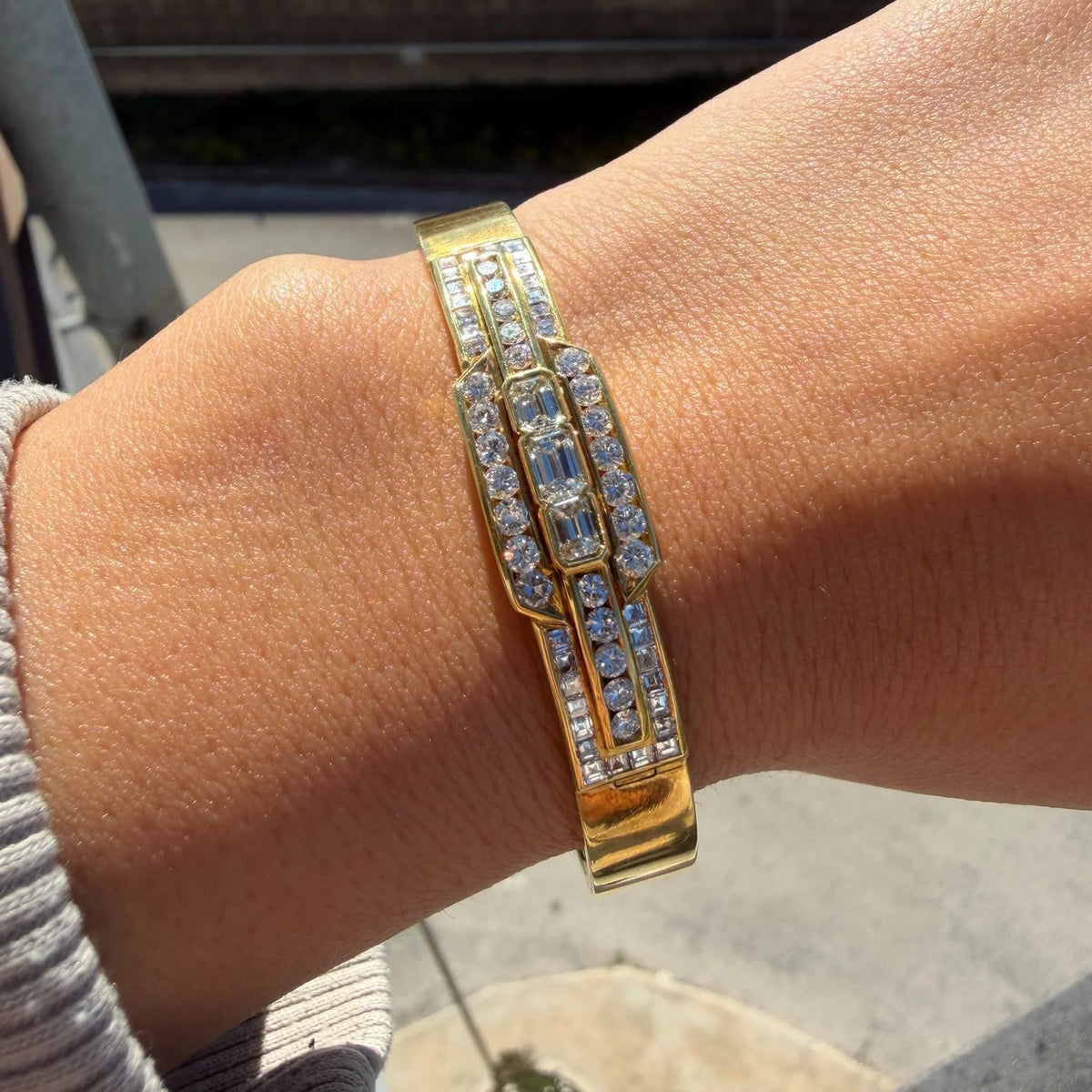 Yellow Gold and Diamond Bangle Bracelet