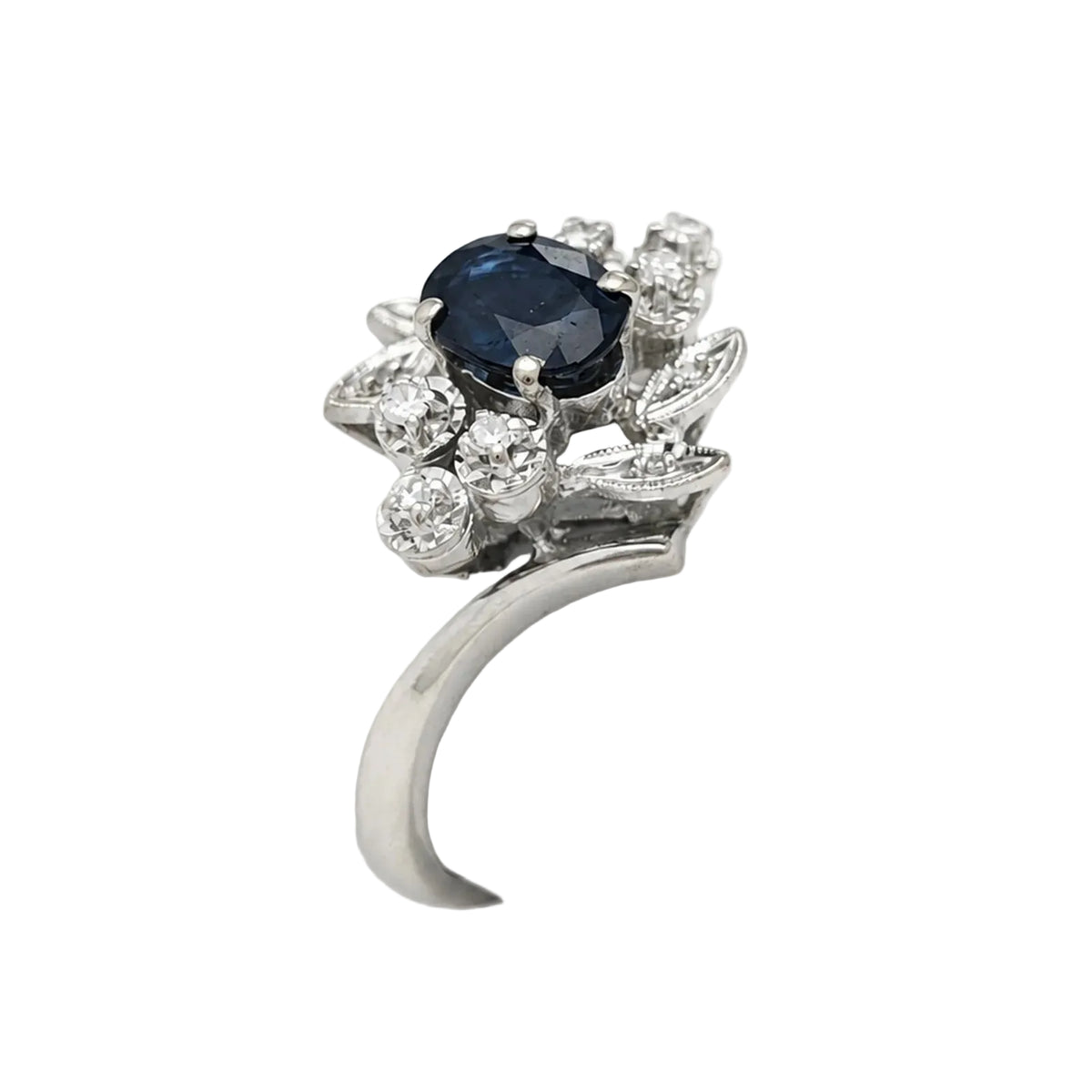 Entourage Ring in white gold, sapphire, and diamonds