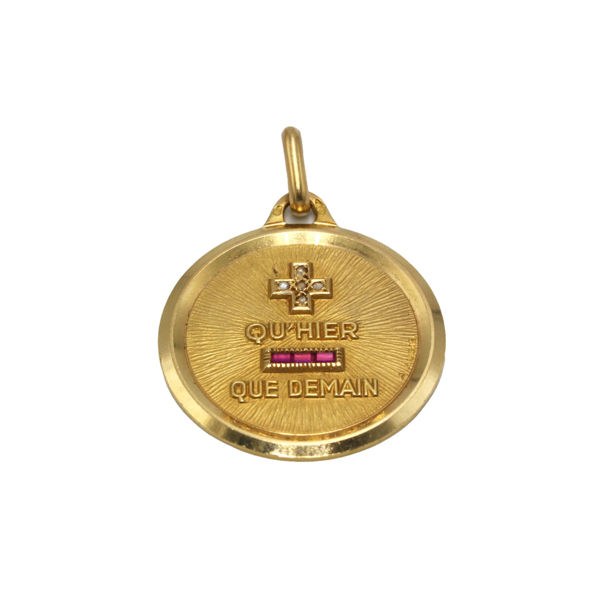 AUGIS Medal in yellow gold, red gemstones, and diamonds