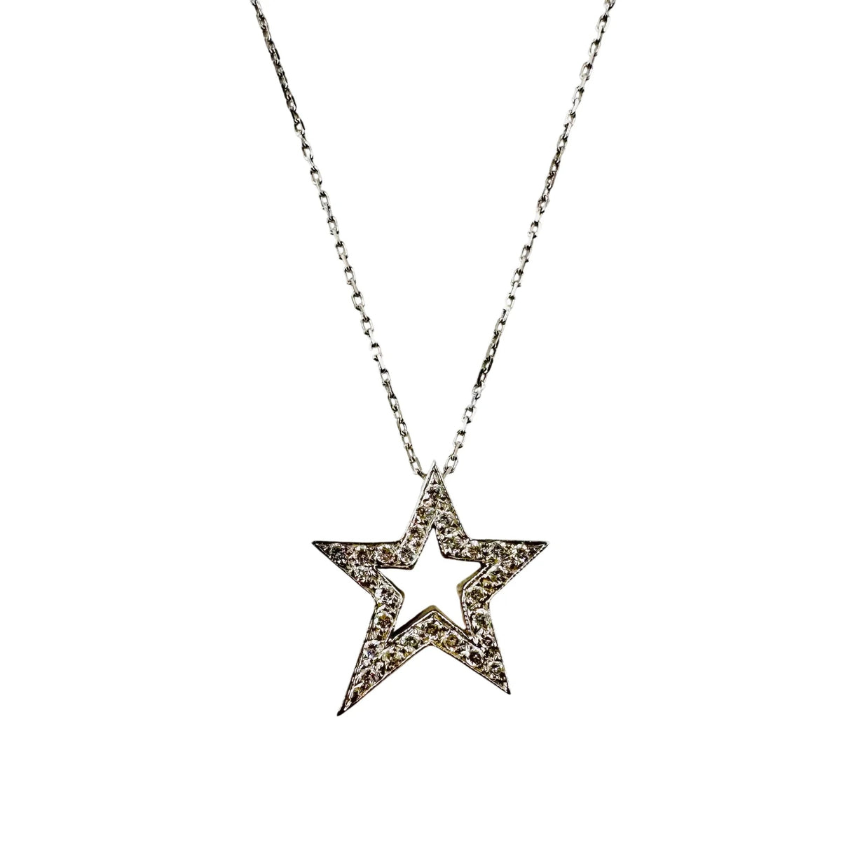White Gold Star Pendant Necklace with Diamonds