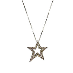 White Gold Star Pendant Necklace with Diamonds
