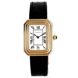 CARTIER "Cristallor" watch in yellow gold, rose gold, and leather