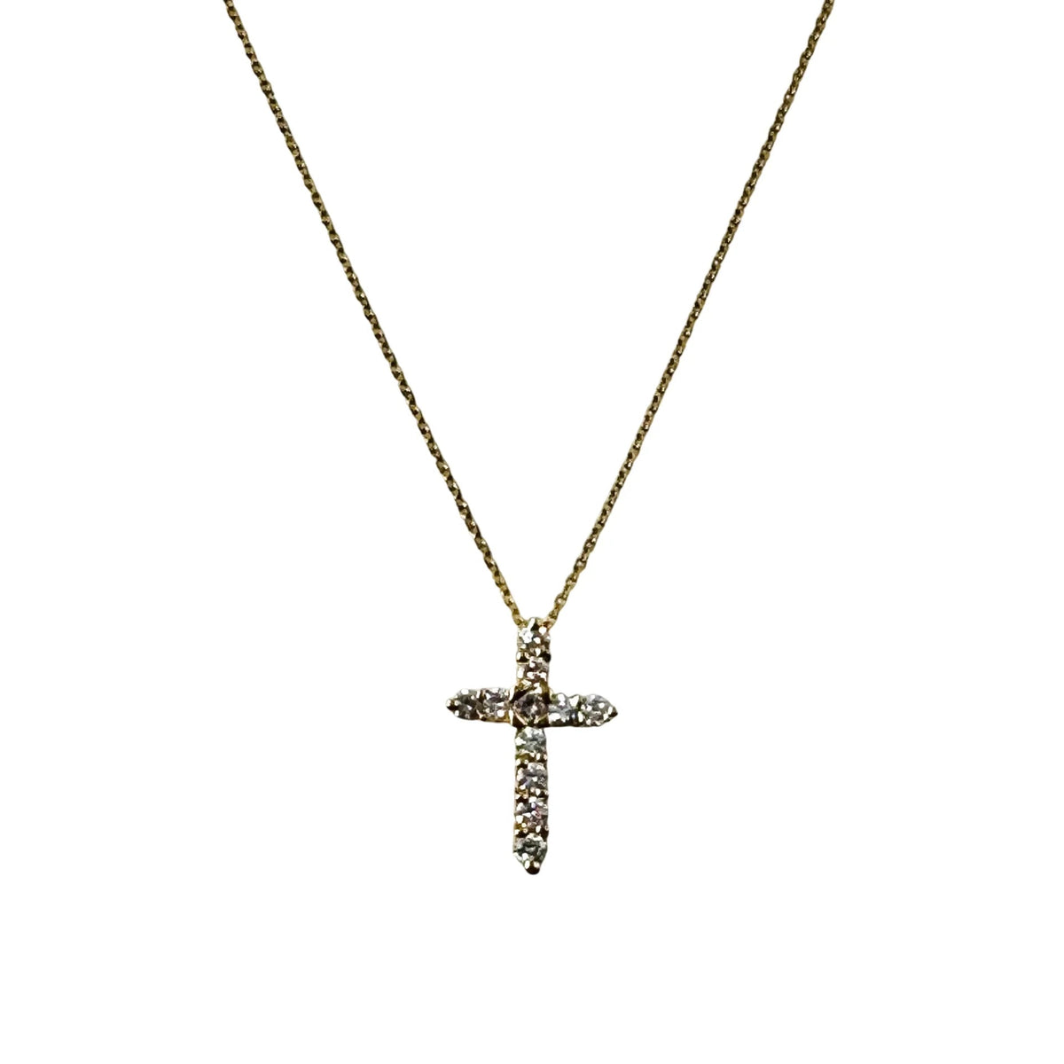 Yellow Gold Cross Pendant Necklace with Diamonds