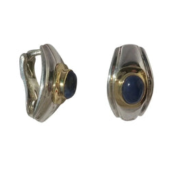 Ilias LALAOUNIS Clip-on Earrings with 3.6 carats of Sapphires, Silver, and 18k Yellow gold