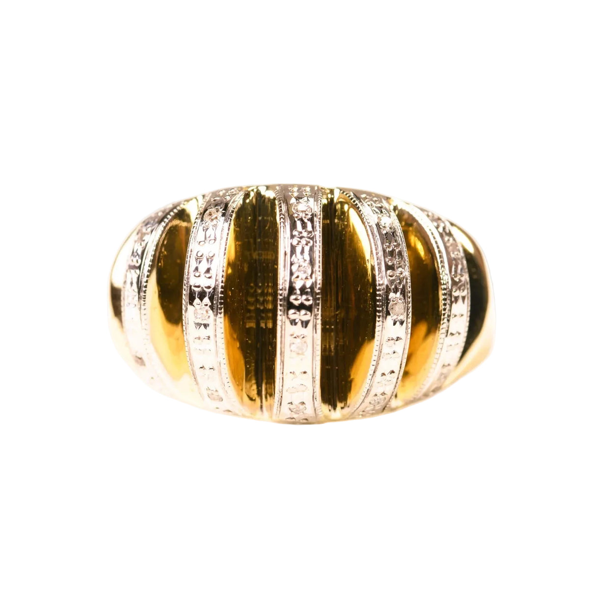 "Dôme" Ring in Yellow Gold, Platinum, and Diamonds