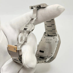CARTIER "Santos 100" watch in yellow gold and stainless steel