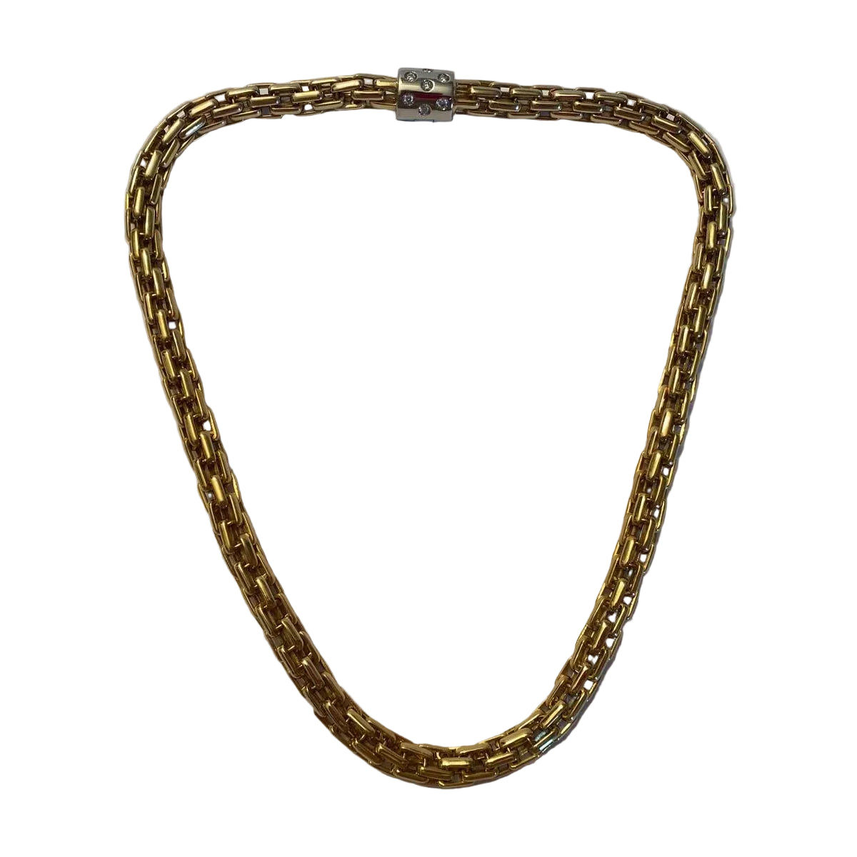 POMELLATO Link Necklace in white gold, yellow gold, and diamonds
