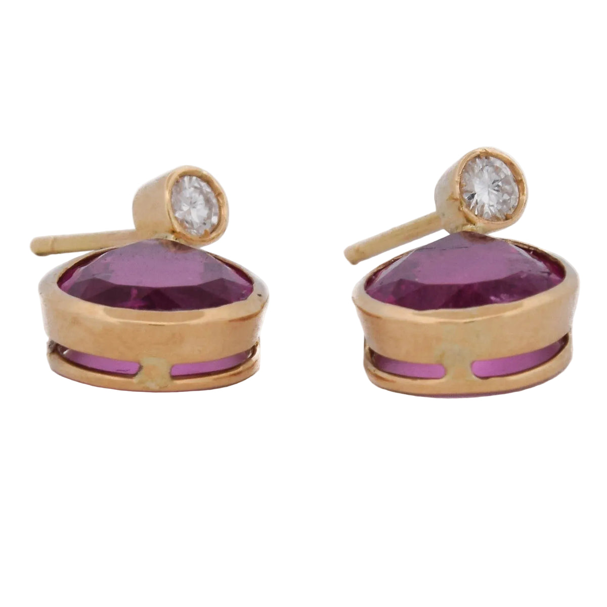 Yellow Gold Dangle Earrings with Tourmalines and Diamonds