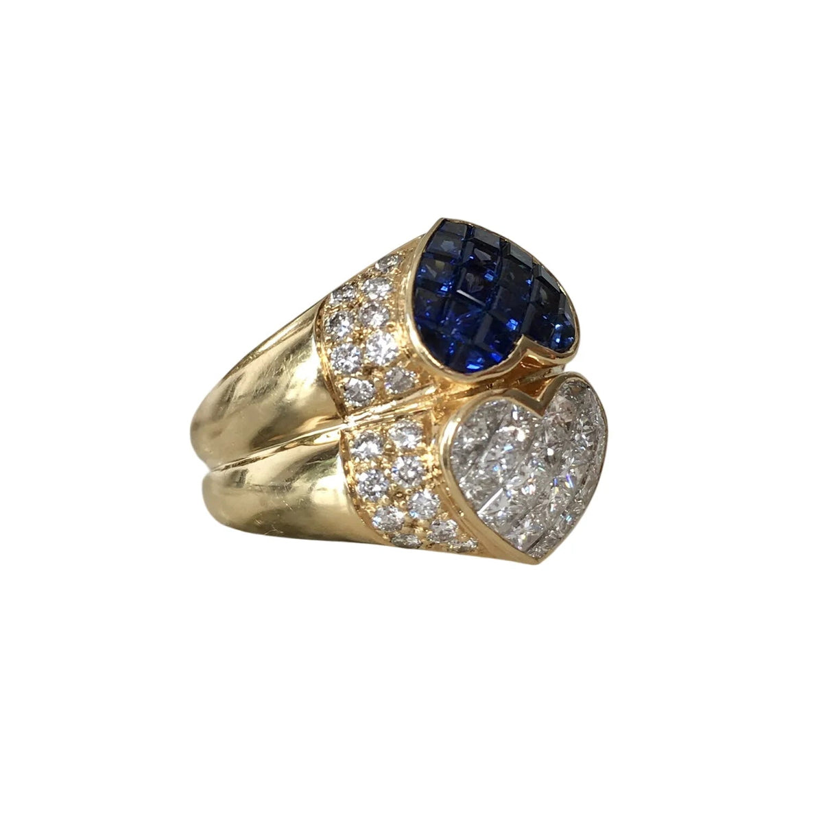 "Toi & Moi" Ring in Yellow Gold, Sapphires, and Diamonds