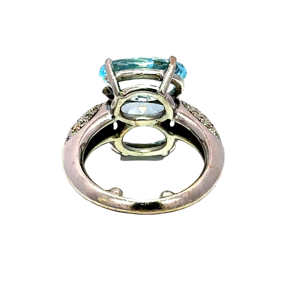 Cocktail Ring in White Gold, Topaz, and Diamonds