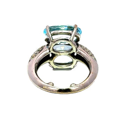 Cocktail Ring in White Gold, Topaz, and Diamonds