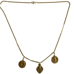 Yellow gold Necklace with 3 Religious Medals