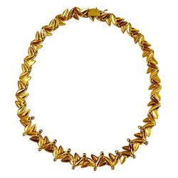 VAN CLEEF & ARPELS Choker Necklace with Yellow Gold Leaves, Sapphires, and Diamonds