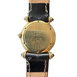 CHOPARD "Classic" Watch in yellow gold, leather, Sapphire, and Diamonds