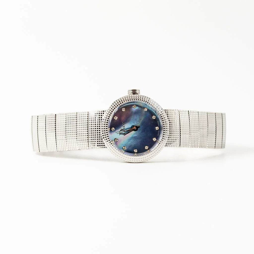 DIOR "La Baby D" ladies' watch in stainless steel, Mother-of-pearl, and diamonds