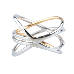 Pave Ring in White gold, Yellow gold, and Diamonds