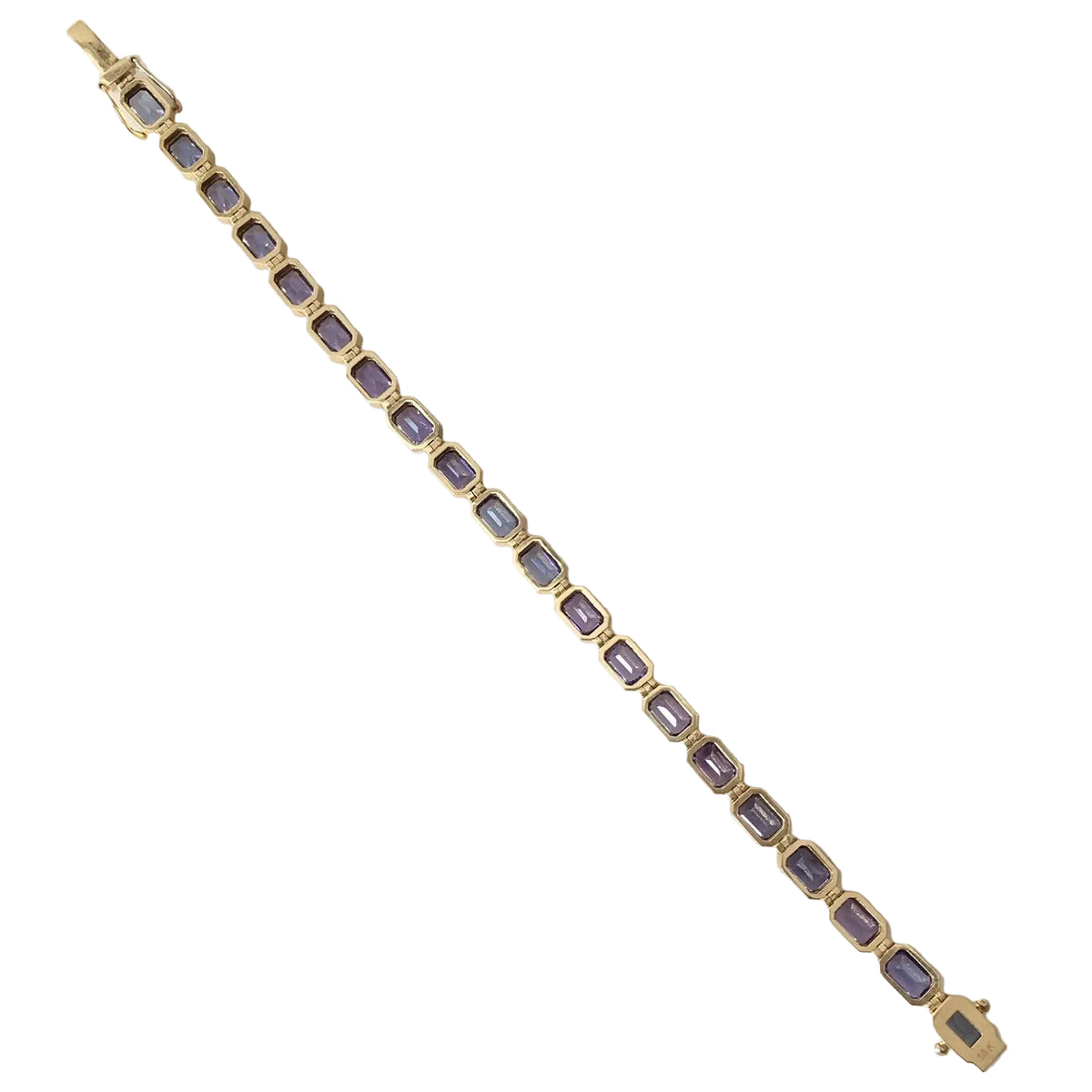 "Ligne" Bracelet in Yellow Gold and Tanzanites
