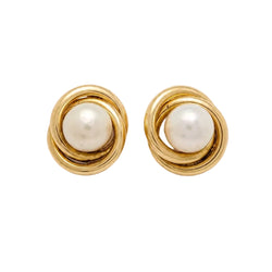 Yellow Gold Earrings with Pearls