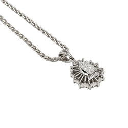 White Gold Necklace with Emerald and Diamond Pendant
