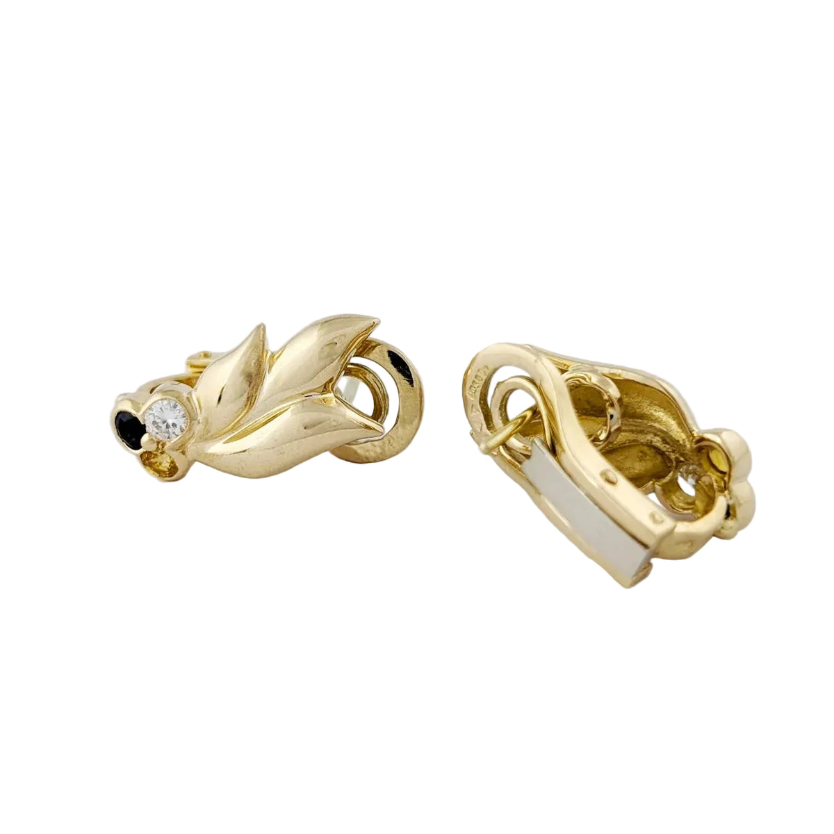 Yellow Gold Clip-On Earrings with Sapphires and Diamonds