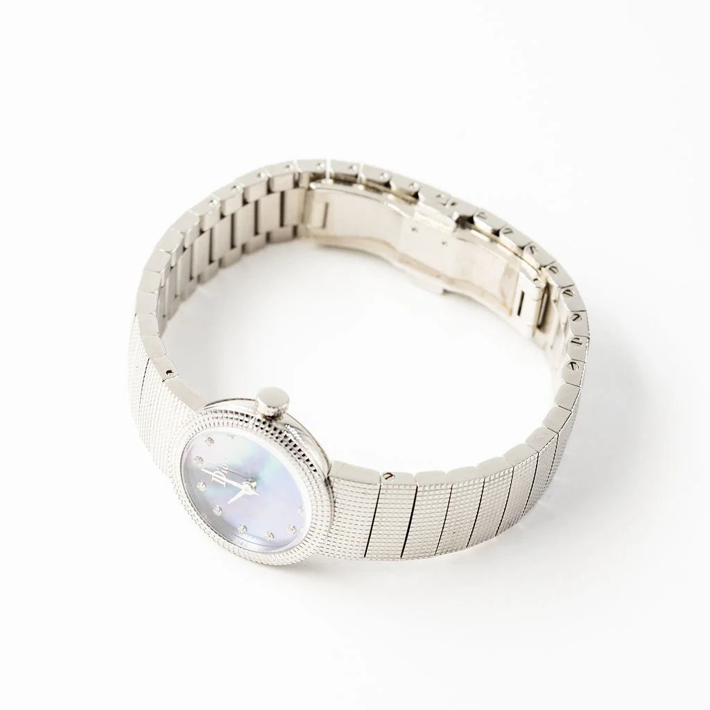 DIOR "La Baby D" ladies' watch in stainless steel, Mother-of-pearl, and diamonds