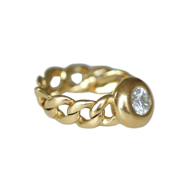 Yellow Gold Solitaire Ring with Diamond