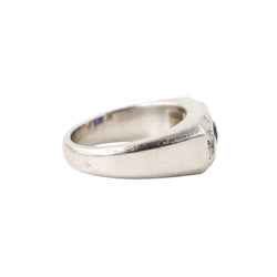 LOUIS HEISSLER Art Deco Tank Ring in platinum, sapphire, and diamonds