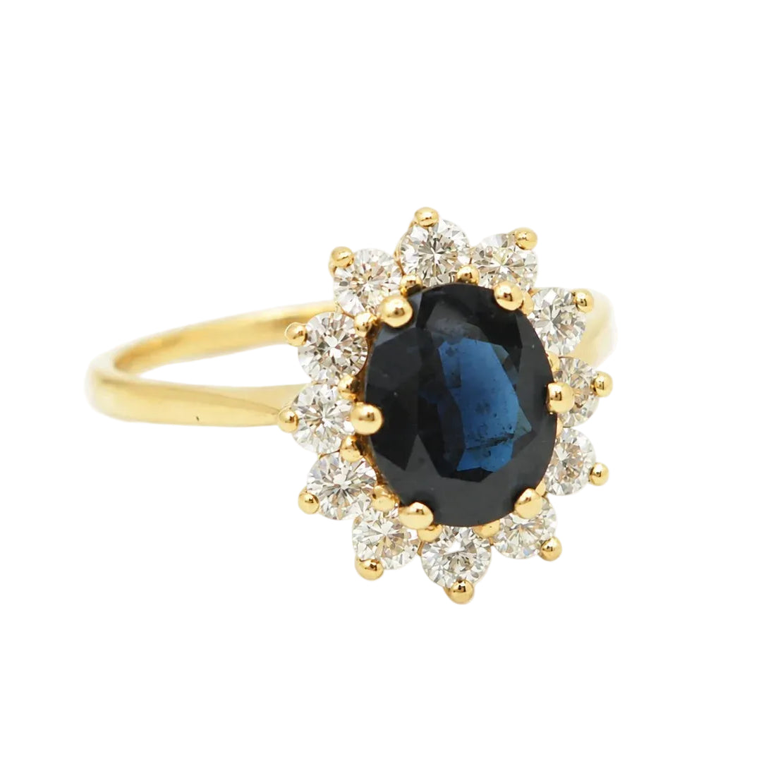 Marguerite Ring in Yellow Gold, Sapphire, and Diamonds
