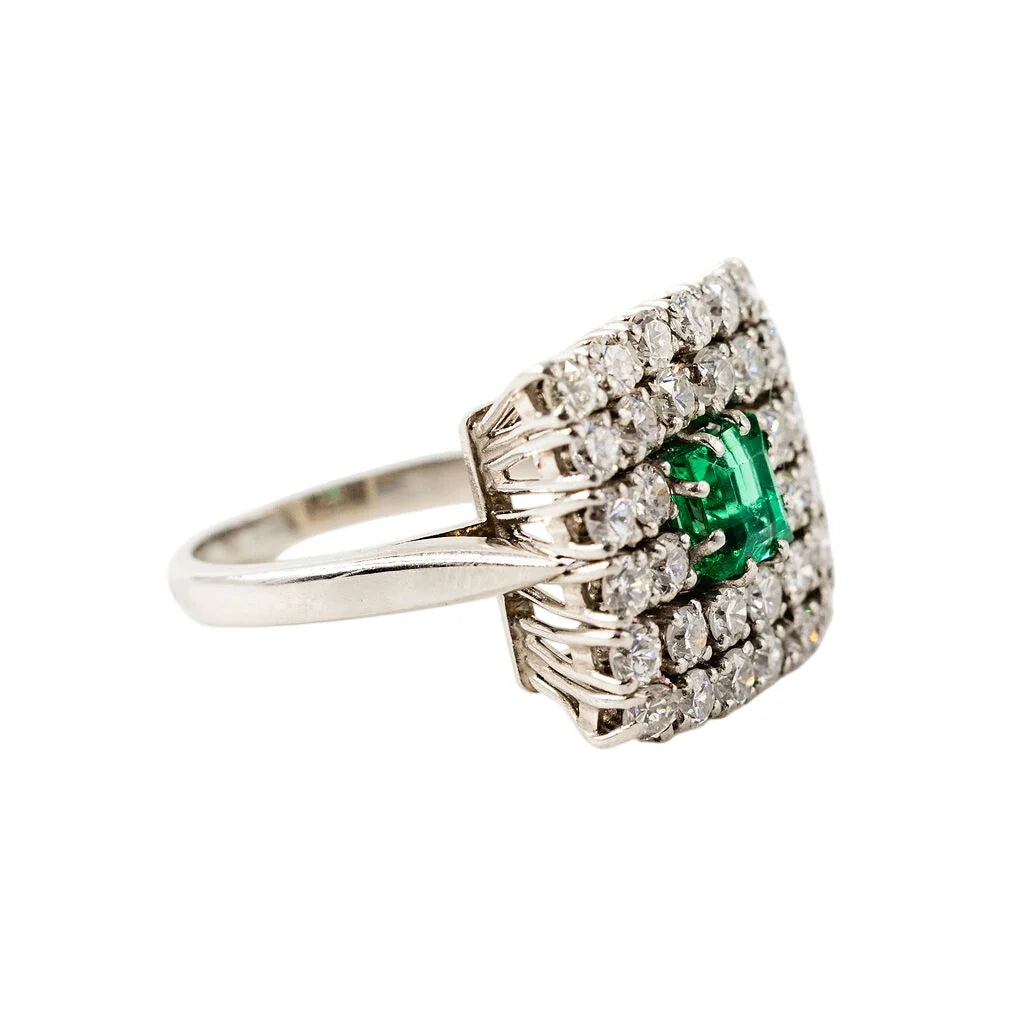 Entourage Ring in Platinum, Emerald, and Diamonds