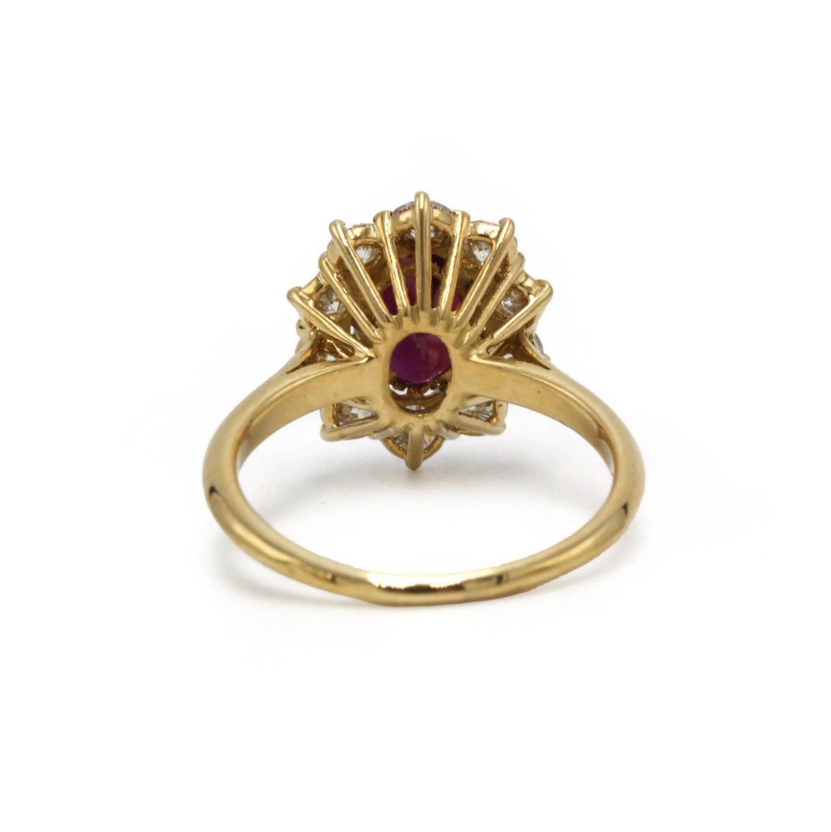 Marguerite Ring in Yellow Gold, Rubies, and Diamonds