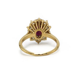 Marguerite Ring in Yellow Gold, Rubies, and Diamonds