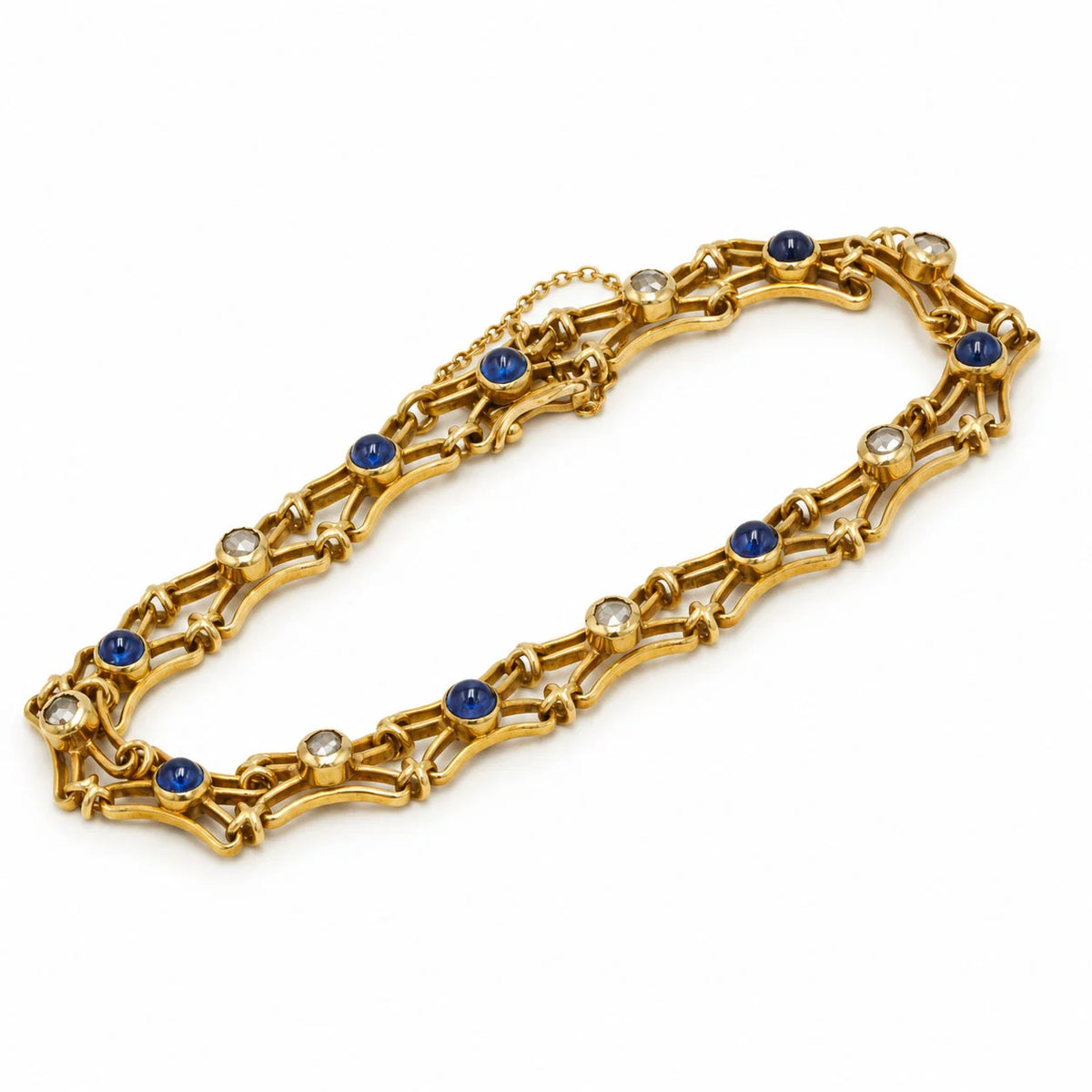 Bracelet Maille en or jaune, saphirs et diamants
