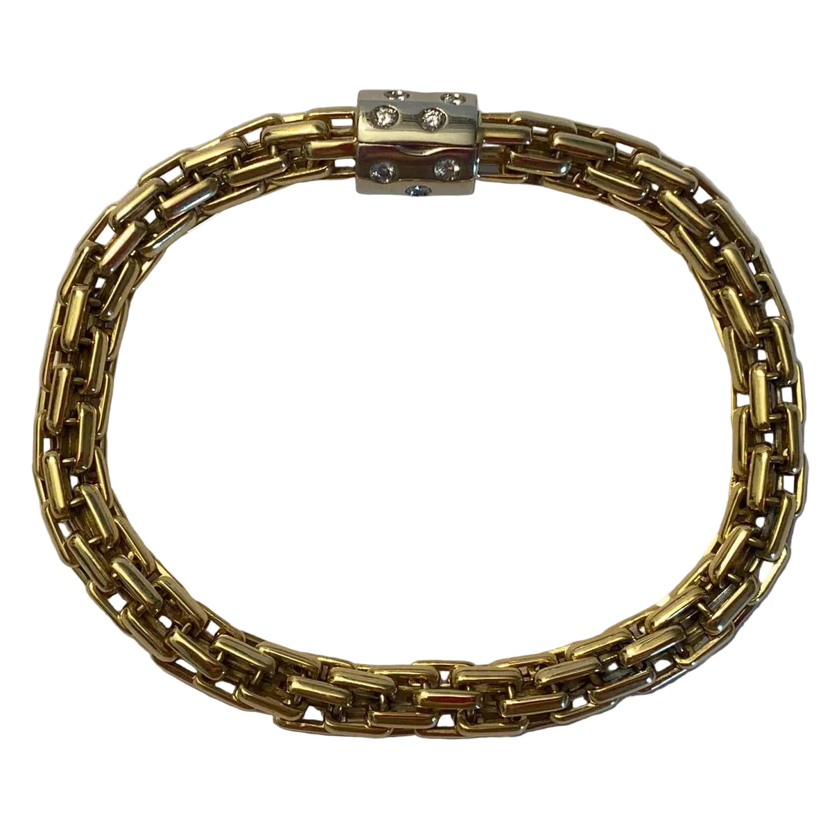 POMELLATO Link Bracelet in white gold, yellow gold, and diamonds