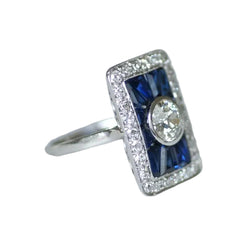 Bague Entourage en platine, saphirs et diamants