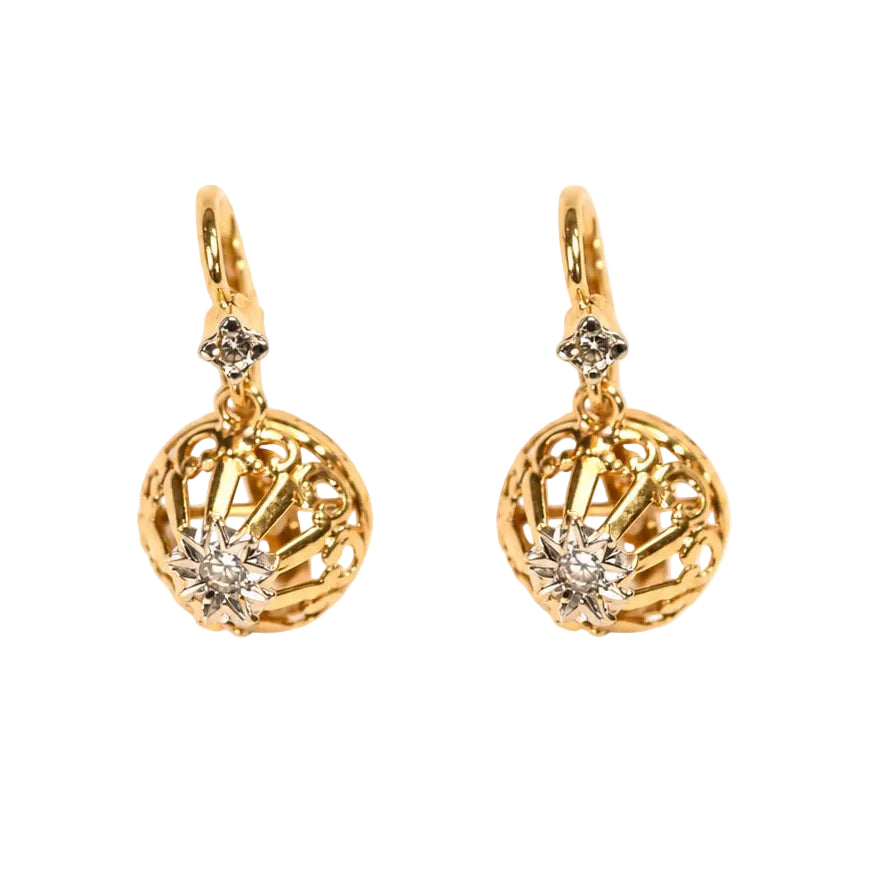 Boucles d'oreilles Dormeuses en or jaune et diamants