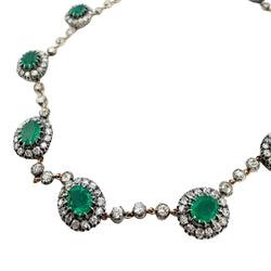 "Rivière" Necklace with Emeralds and Diamonds